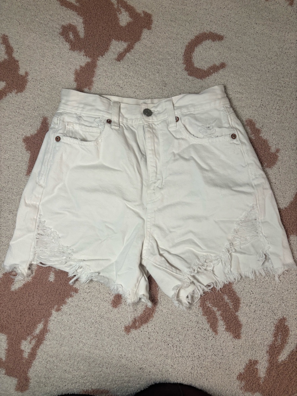 American Eagle Outfitters White Distressed Cutoff Jean Shorts